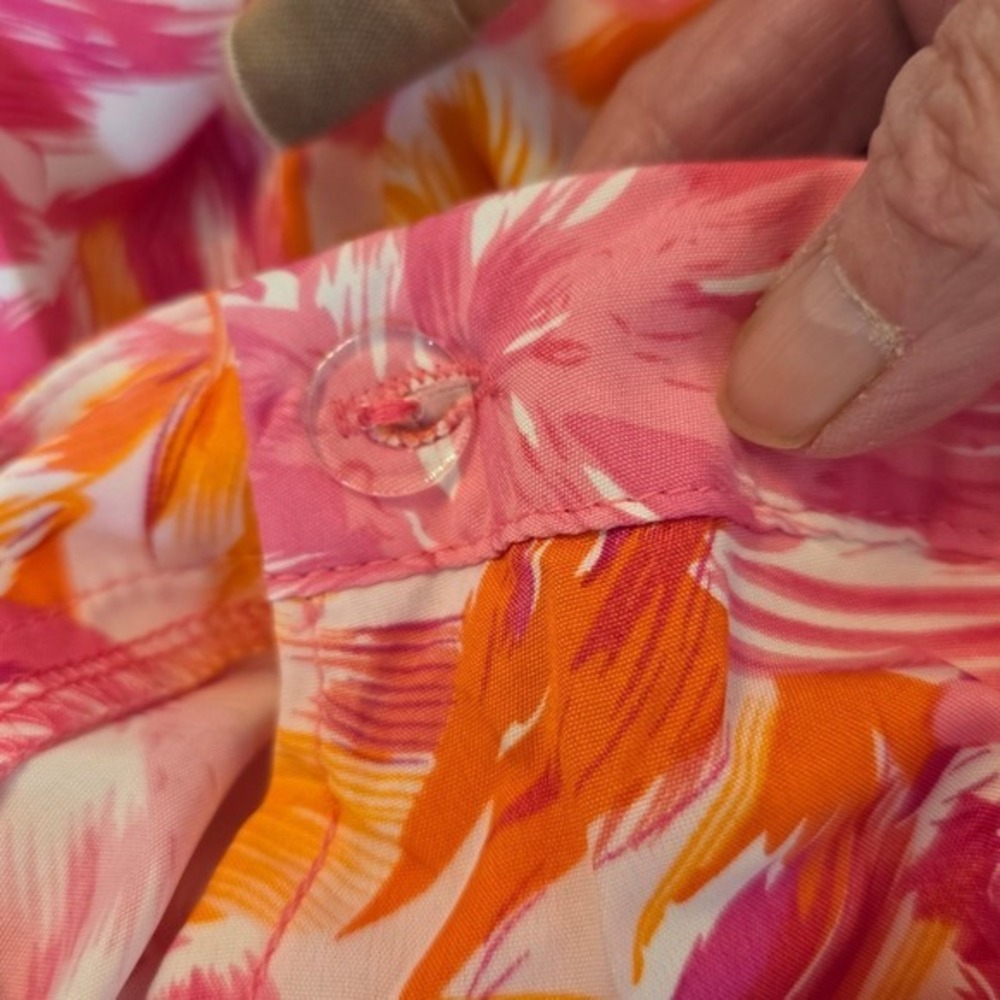 She + Sky Wrap Skirt XL Pink Orange Tropical Floral Ruffle Midi Garden Party - Picture 9 of 16
